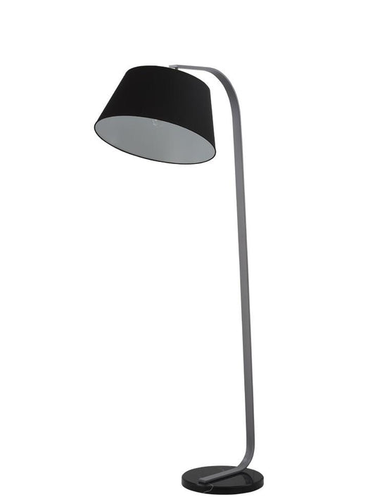 Banavie Grey Finish Standard Lamp With Black Marble Base & Black Shade - ID 8528