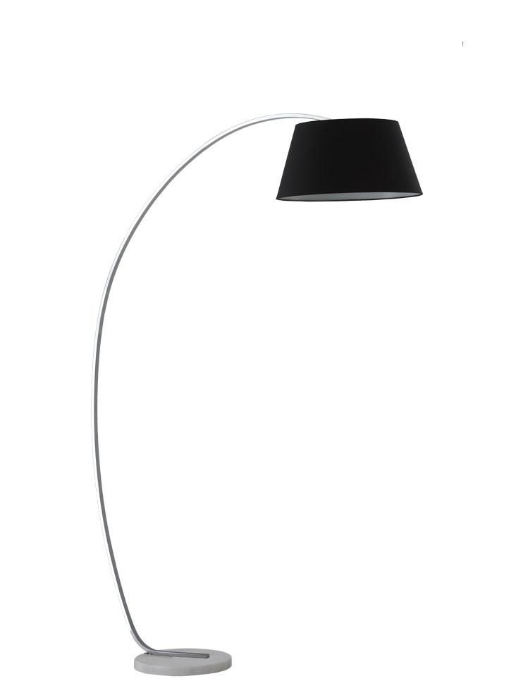 Satin Nickel Finish Standard Lamp With Marble Base & Black Shade - ID 8525