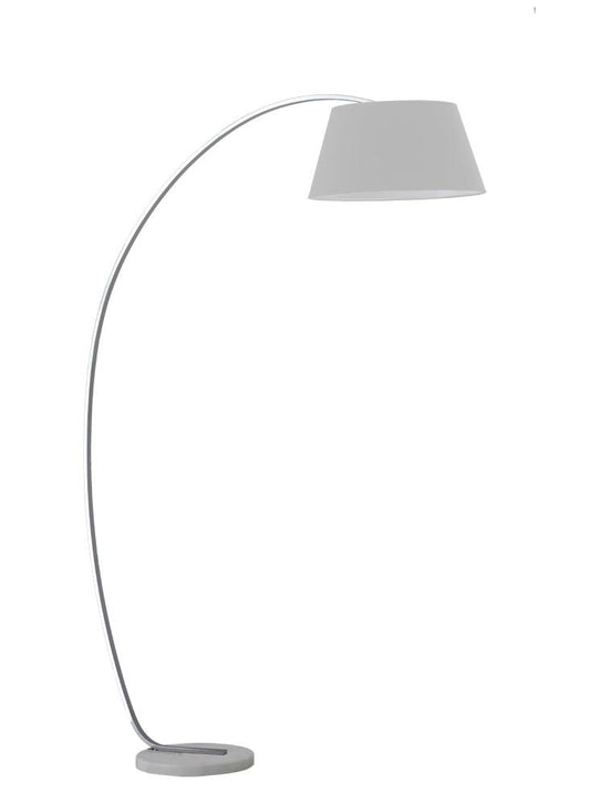 Satin Nickel Finish Standard Lamp With Marble Base & Grey Shade - ID 6880