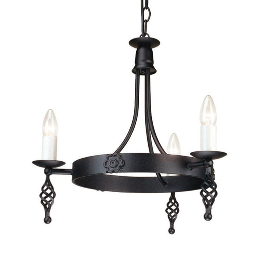 Belfry 3 Arm Chandelier Black - London Lighting - 1
