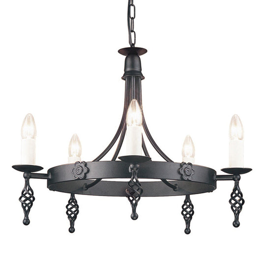 Belfry 5 Arm Chandelier Black - London Lighting - 1