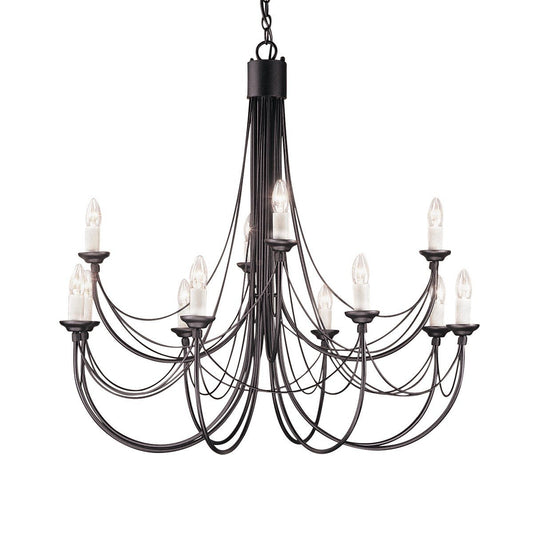 Carisbrooke 12 Arm Chandelier Black - London Lighting - 1