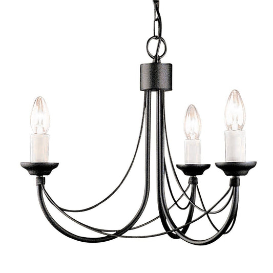 Carisbrooke 3 Arm Chandelier Black - London Lighting - 1