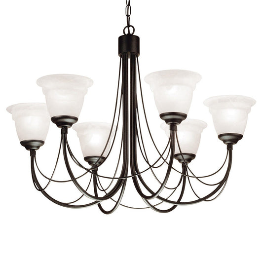Carisbrooke 6 Arm Chandelier Black - London Lighting - 1