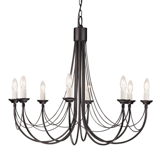 Carisbrooke 8 Arm Chandelier Black - London Lighting - 1