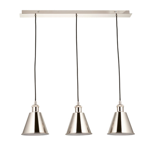 Bright Nickel Plated Three Lamp Linear Pendant - ID 11690