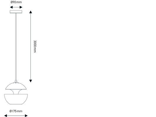 17.5cm Aluminium Globe Pendant In Black & Copper - ID 7977