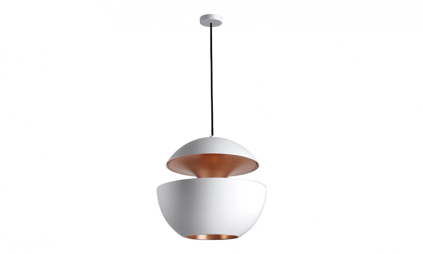 55cm Diameter Aluminium Globe Pendant In White & Copper - ID 7988