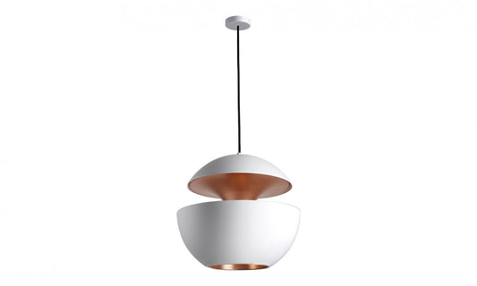 55cm Diameter Aluminium Globe Pendant In White & Copper - ID 7988