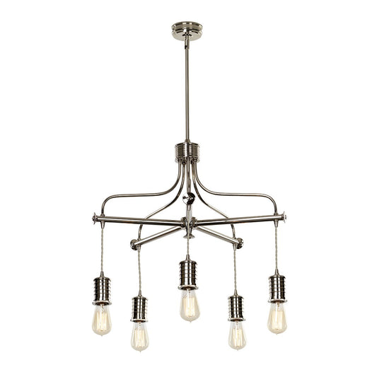 Five Light Polished Nickel Chandelier