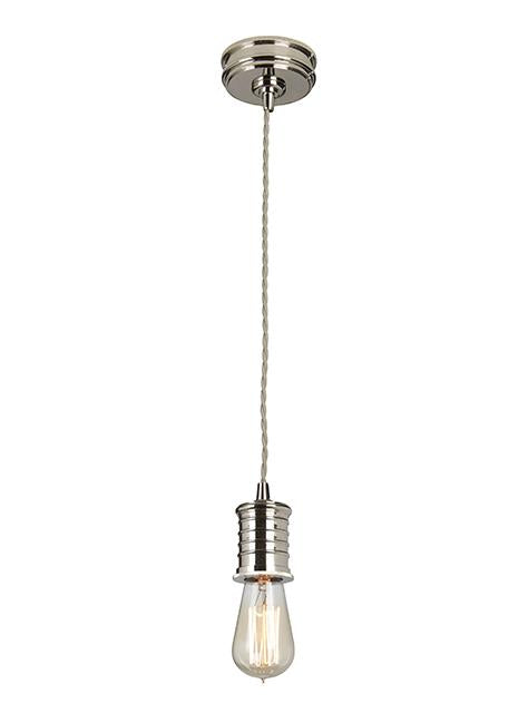 Single Polished Nickel Pendant Light