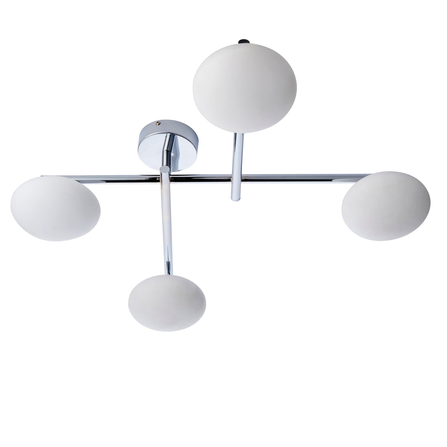 Polished Chrome & Opal Glass IP44 Semi-Flush Ceiling Light - ID 11539