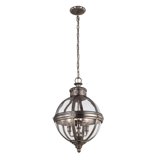 Elstead Adams 3 Light Pendant Chandelier In Antique Nickel - ID 7371