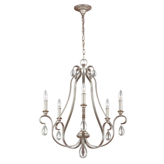 DeWitt Five Light Sunrise Silver Chandelier