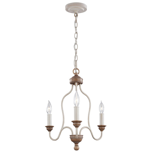 Three Light Chalk Washed/ Beachwood Chandelier