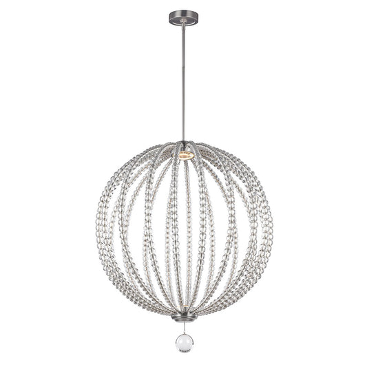 Large Two Light Satin Nickel LED Pendant