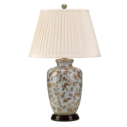 Grange Birds & Berries Blue Table Lamp c/w Shade - ID 8370