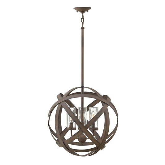 Three Light Vintage Iron Outdoor Chandelier