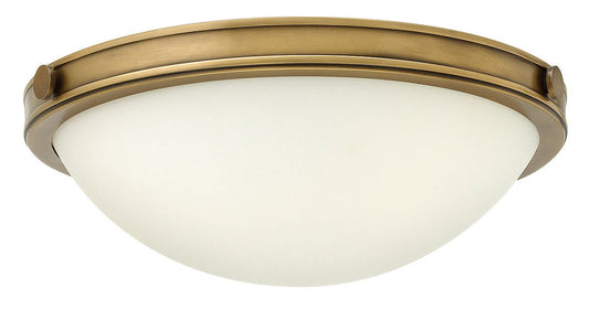 Small Two Light Heritage Brass Flush Mount Ceiling Light