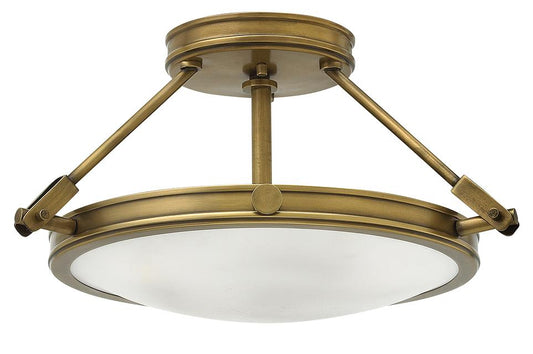 Small Three Light Heritage Brass Semi-Flush Mount Ceiling Light