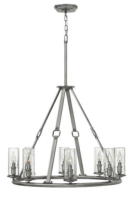 Eight Light Polished Antique Nickel Chandelier