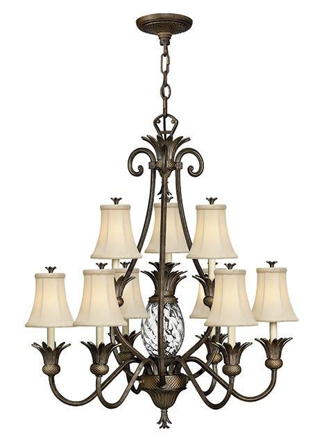 Plantation 10 Lamp Chandelier Pearl Bronze - London Lighting - 1