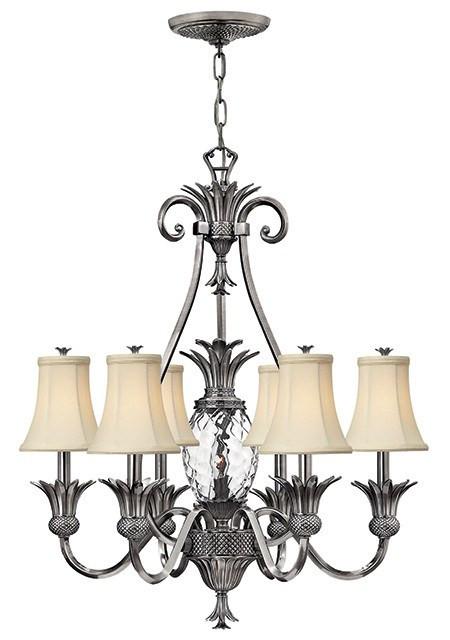 Plantation 7 Lamp Chandelier Polished Antique Nickel - London Lighting - 1
