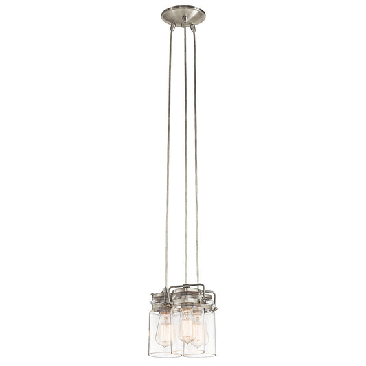 Brinley Three Light Brushed Nickel Pendant Light