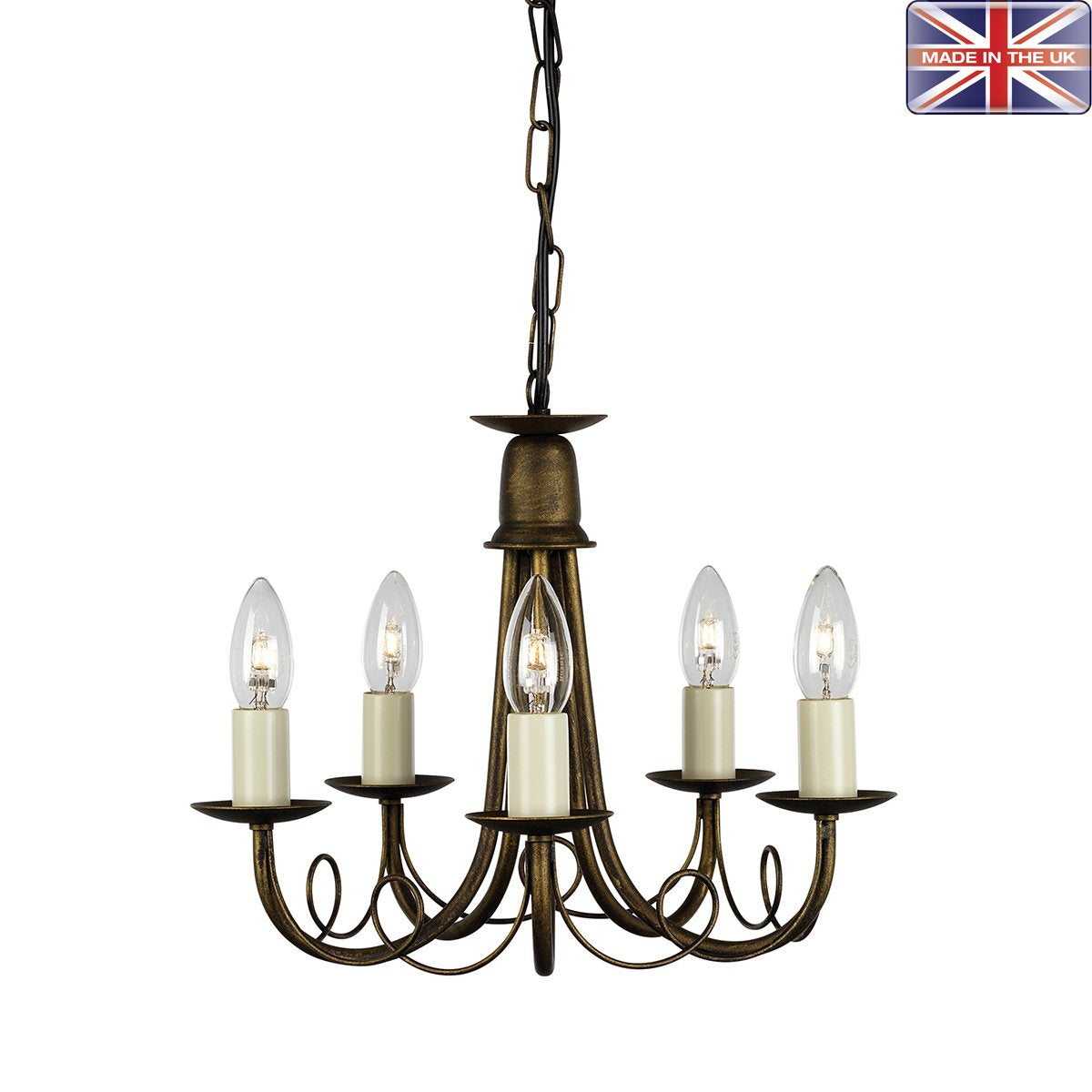 Lambeth Black/Gold 5 Arm Ceiling Light - ID 569