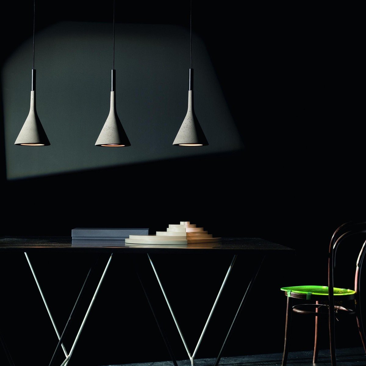 Foscarini Aplomb Concrete Pendant - Olive, Sand & Red - ID 2780