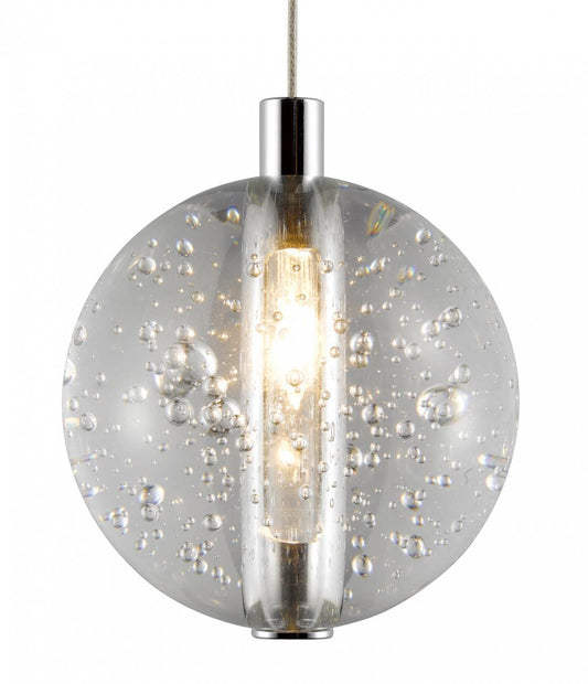 Bubbled Glass 3 Lamp LED Linear Bar Pendant - ID 7812
