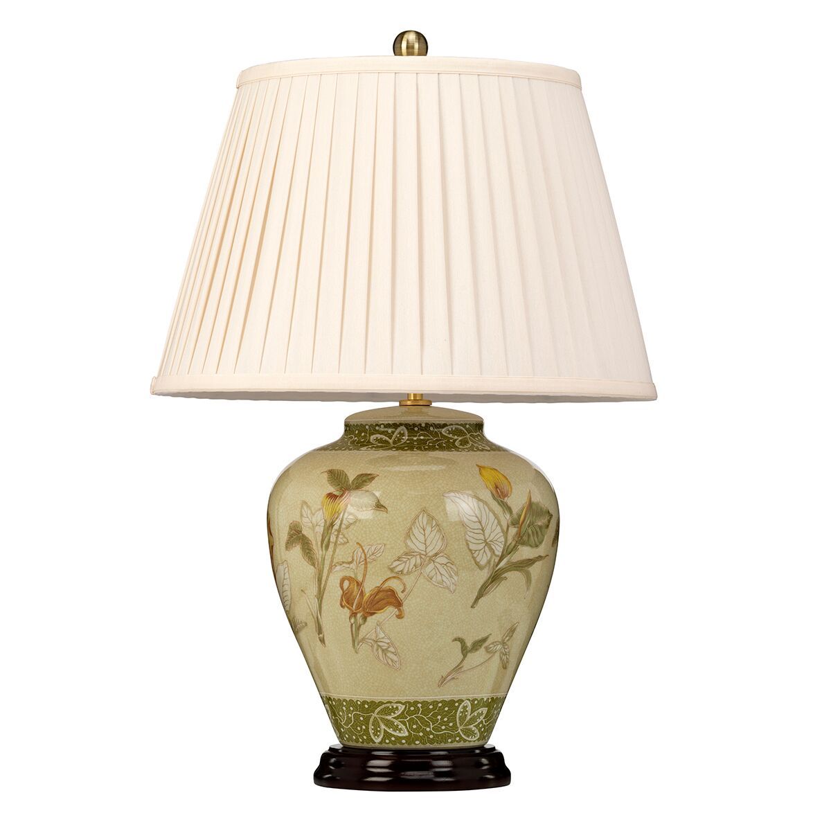 Archway Porcelain Green and Cream Table Lamp c/w shade - ID 8000