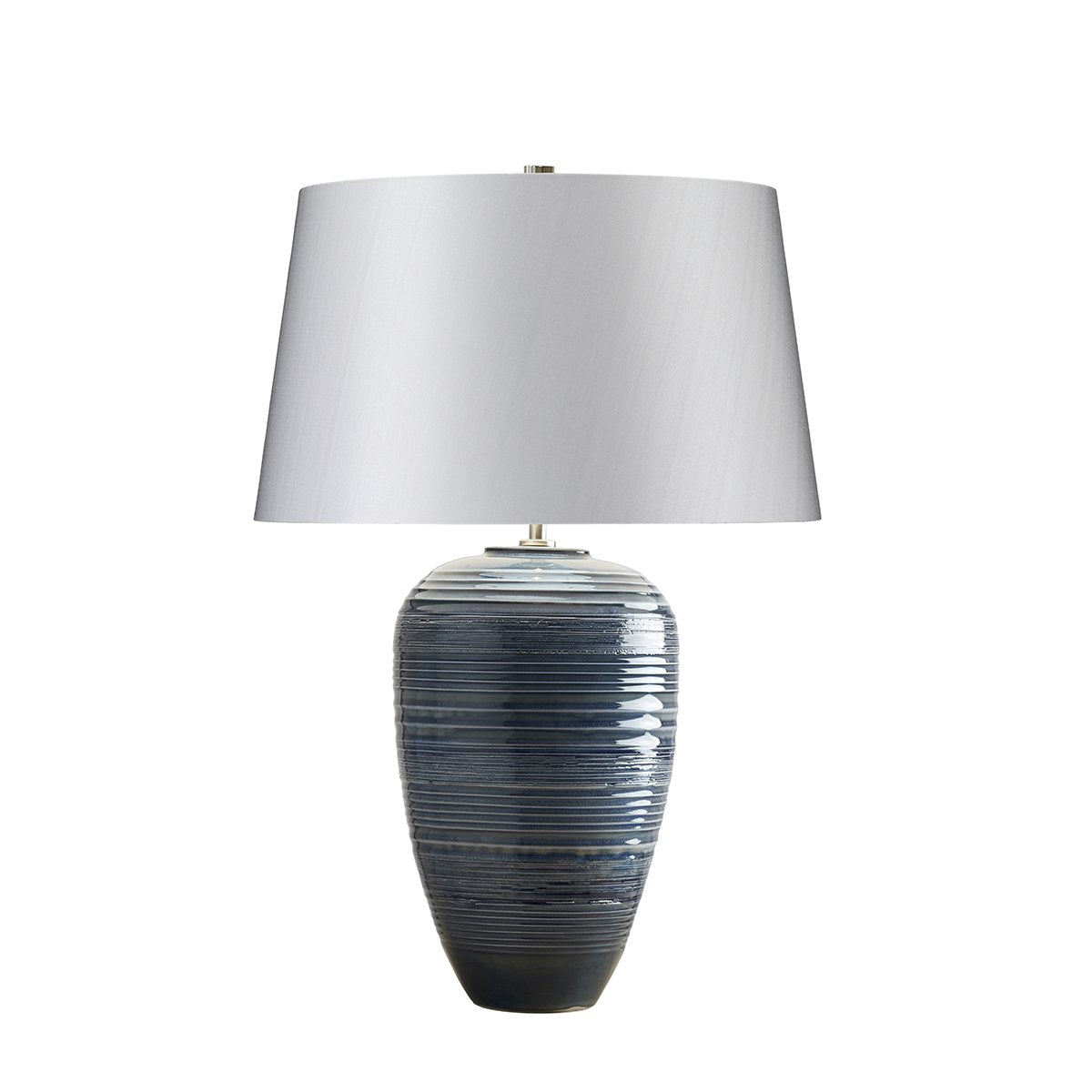 Pondersend Blue Ridged Table Lamp c/w Shade - ID 8387
