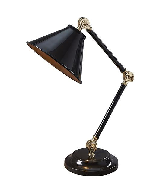 Black and Polished Brass Table Lamp