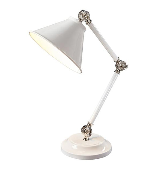 Provence One Light White/Polished Nickel Element Mini Table Lamp