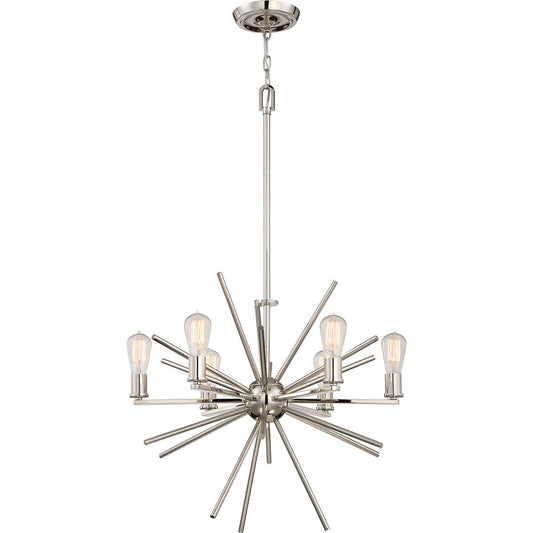Six Light Silver Chandelier