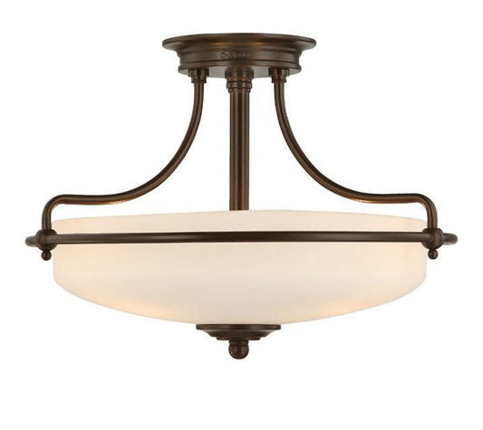 Griffin Small Semi-Flush Light in Bronze - London Lighting - 1
