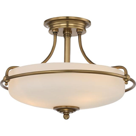 Three Light Weathered Brass Semi-Flush Mount