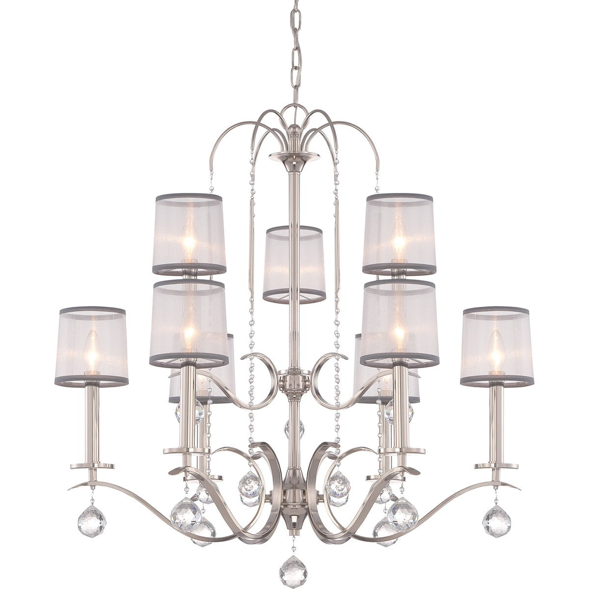 Whitney Nine Light Imperial Silver Two Tier Chandelier