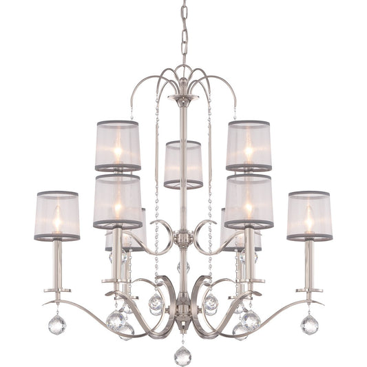 Whitney Nine Light Imperial Silver Two Tier Chandelier