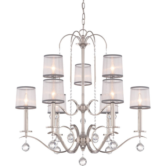 Whitney Nine Light Imperial Silver Two Tier Chandelier