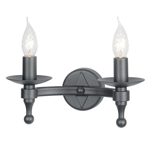 Warwick 2 Light Wall Light Graphite - London Lighting - 1